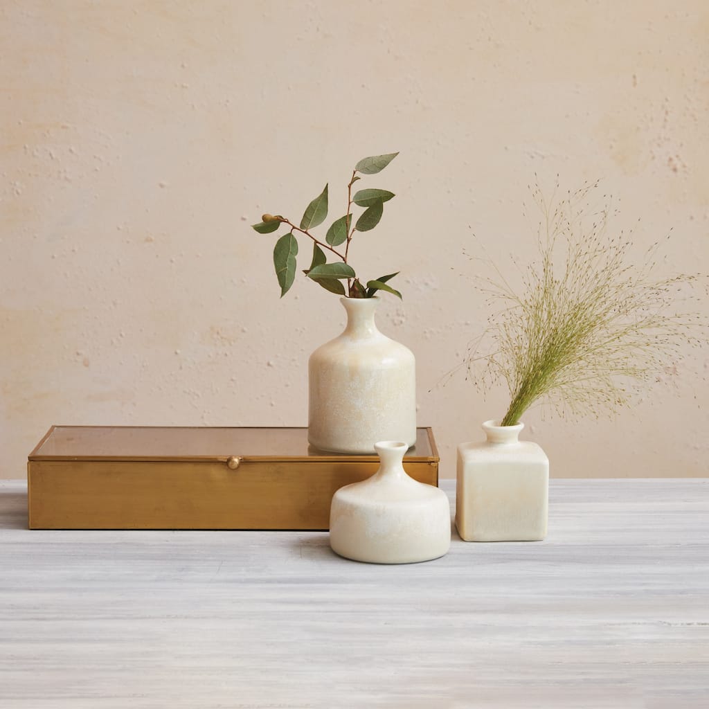 Vaious Stoneware Vases with Reactive Glaze, Set of 3