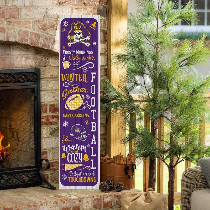 47" Double Sided Seasonal Porch Leaner, East Carolina University - 47" x 11.25" - Winter