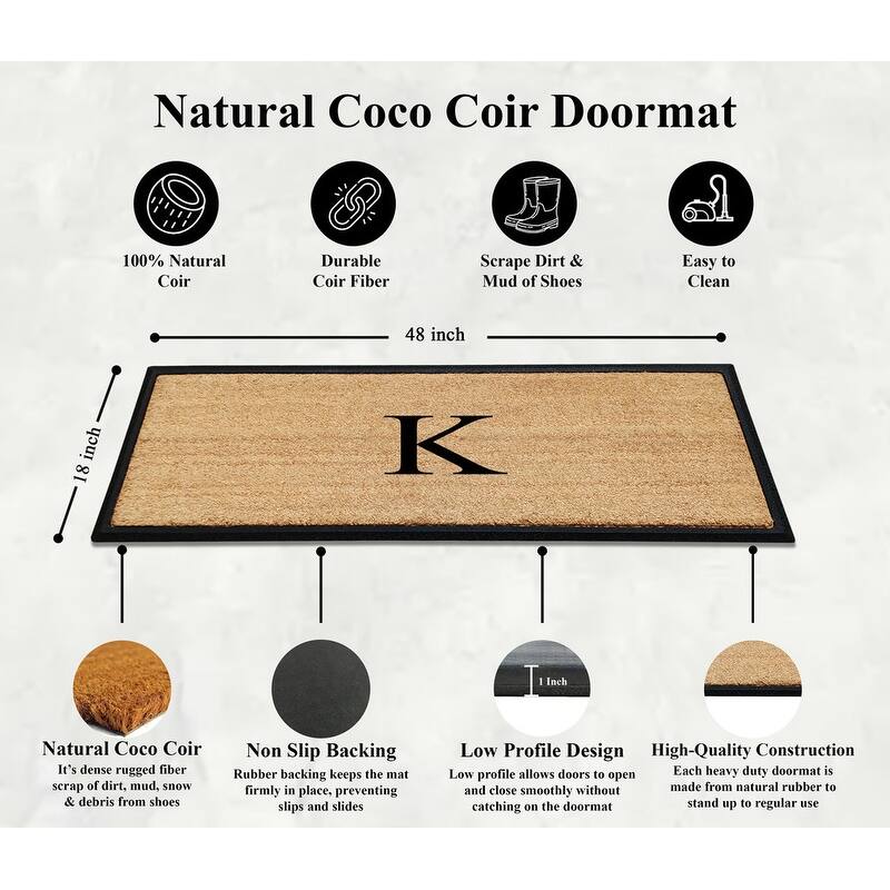 A1HC Rubber/Coir Molded Monogrammed Double Doormat 18"x48"