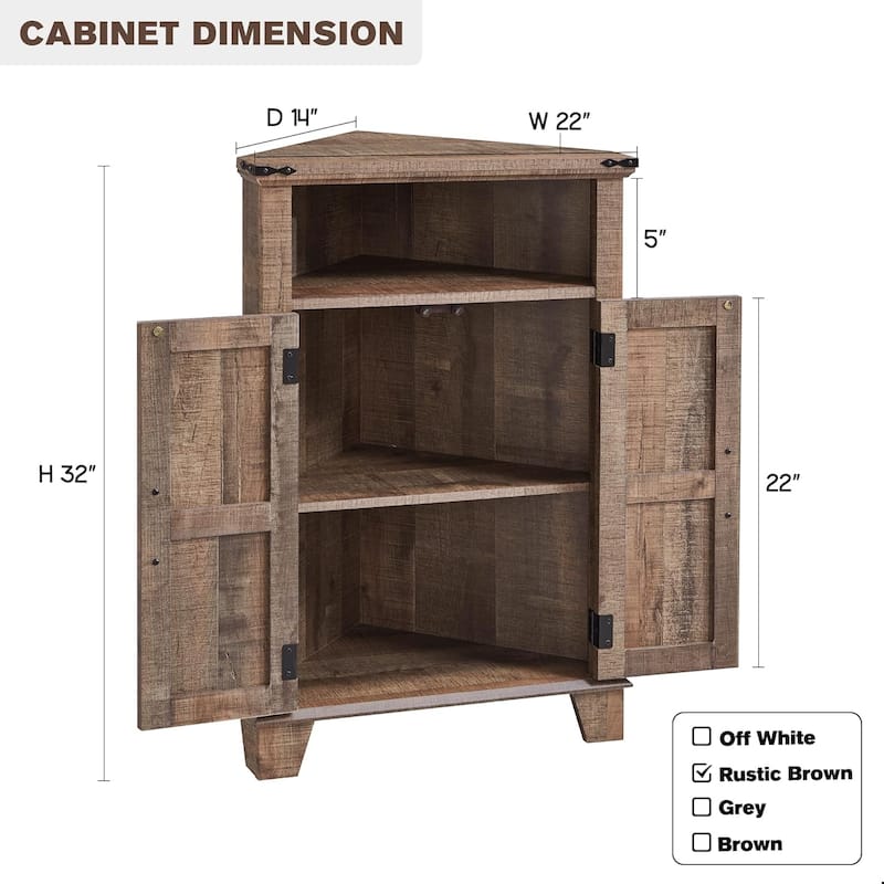 Farmhouse Corner Bathroom Cabinet, Small Corner Cabinet with Barn Door - N/A