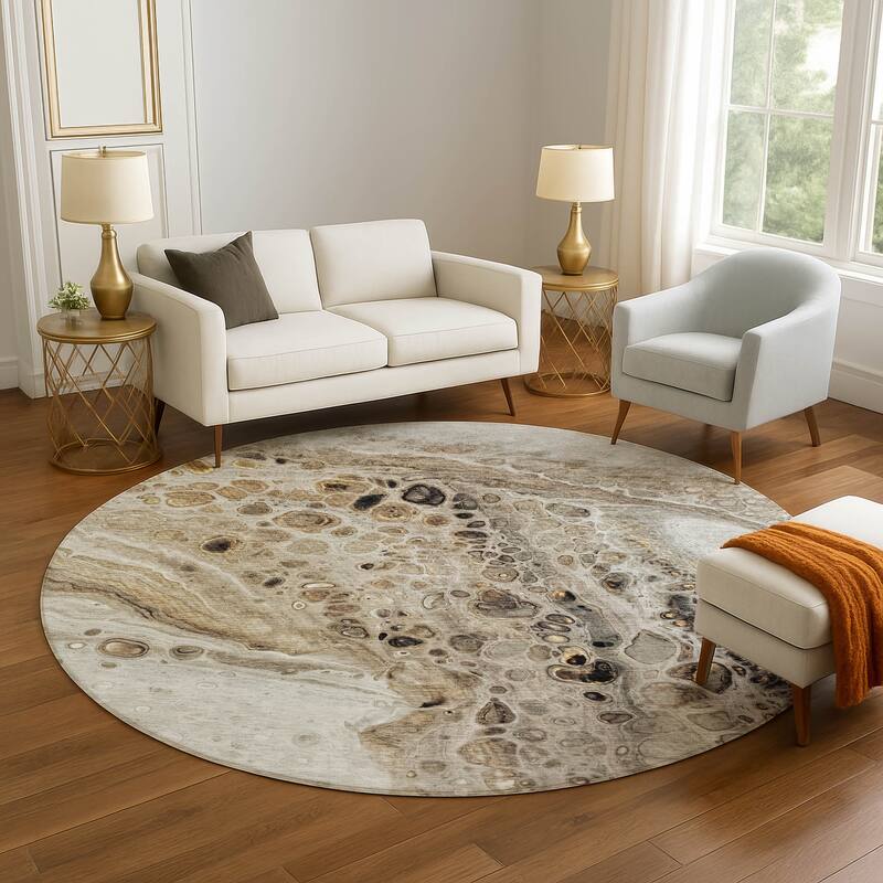 Premium Washable Super Soft Abstract Chic Mayfield Rug - Beige - 8' x 8'