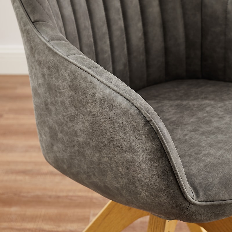 Art Leon Classical Swivel Office Accent Chair with Wood Legs