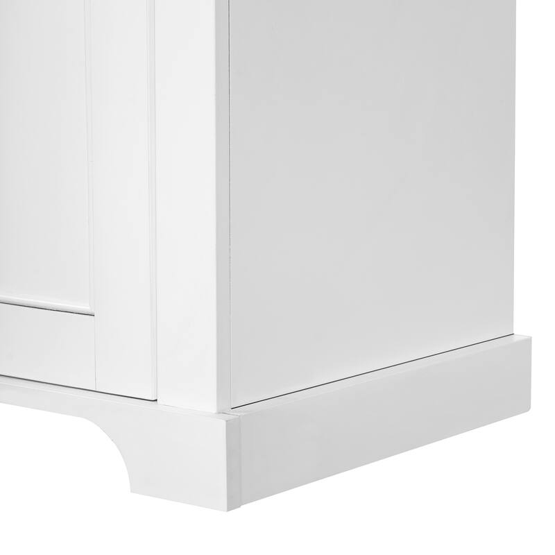 67.2"Tall Bathroom Storage Cabinet with Glass Doors, Adjustable Shelves & Drawer -Freestanding Linen Tower, Soft-Close Design