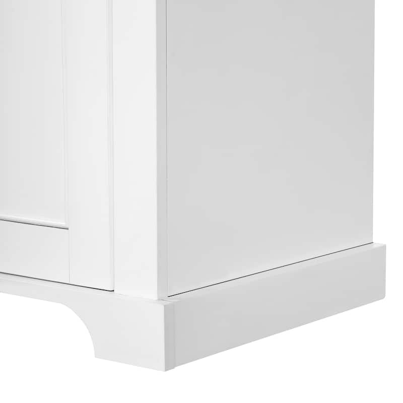GDFStudio - Mary 63" Tall Bathroom Storage Cabinet with Glass Doors, Two Drawers, and Adjustable Shelves