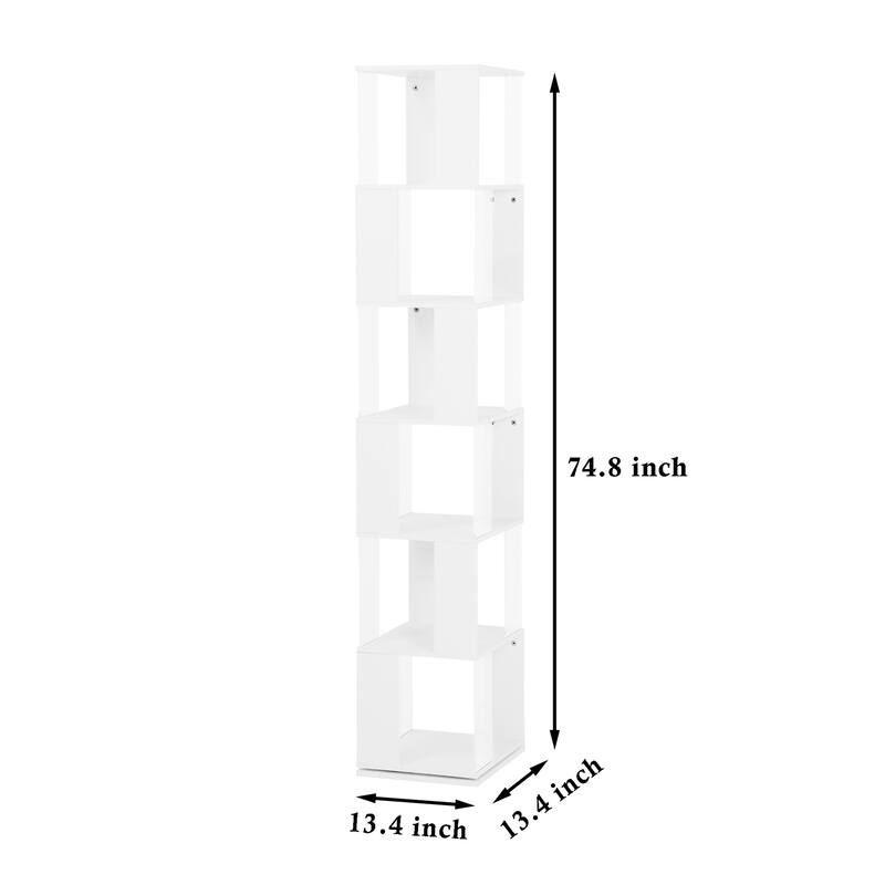 6 Tier Rotating Bookshelf with Acrylic Plate