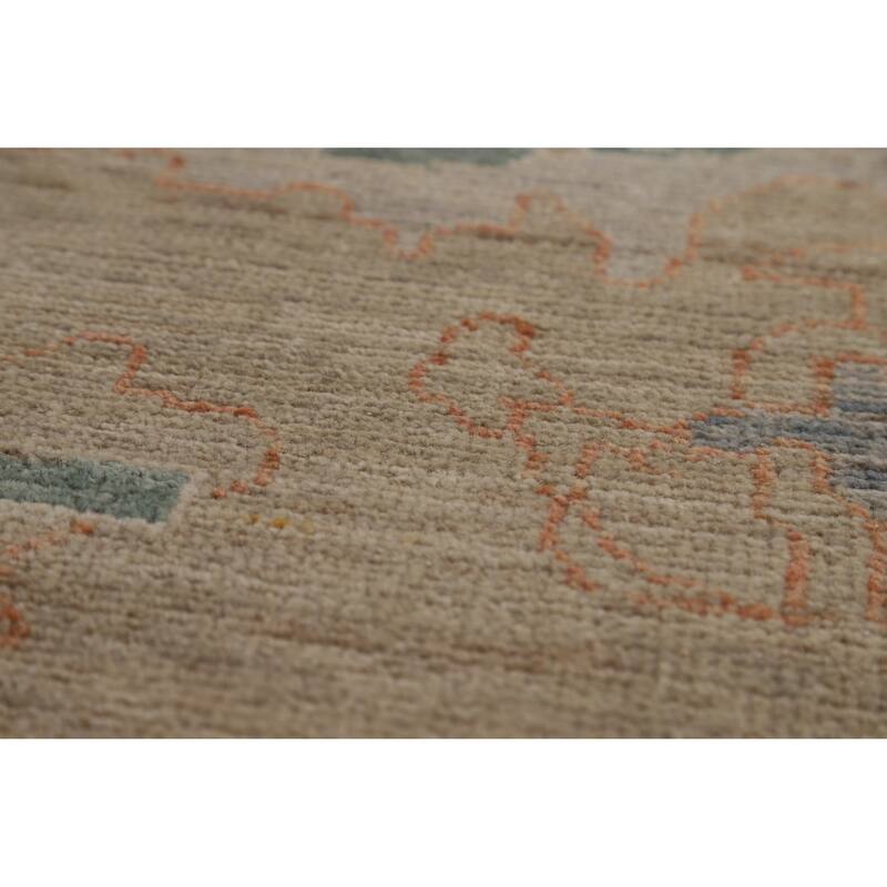 Vegetable Dye Oushak Turkish Large Rug Hand-Knotted Floral Wool Carpet - 9'11"x 14'8"