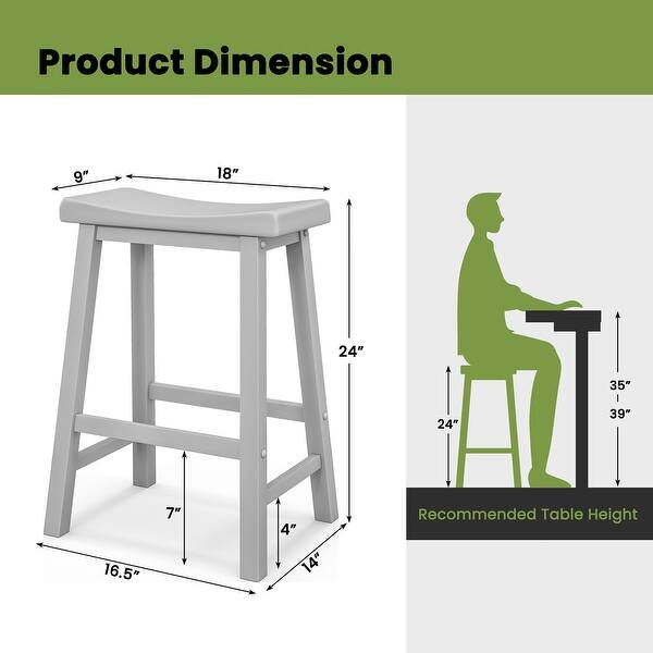 Costway Set of 2 Saddle Bar Stools Counter Height Dining Chairs with ...
