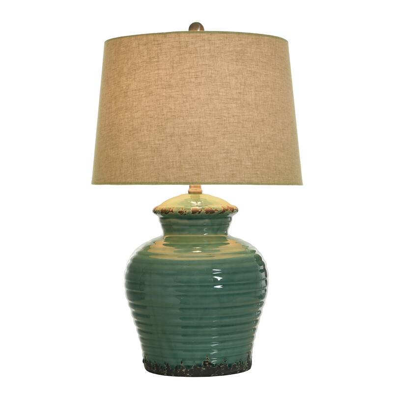 The Curated Nomad Tram Turquoise Ceramic Jug Table Lamp