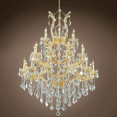 Maria Theresa 28 Light 38" Gold Chandelier With Swarovski Crystals - 52.00