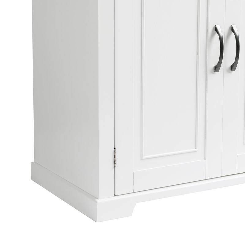 30 in. W x 72 in. H Freestanding Bathroom Cabinet in White with Adjustable Shelf and Drawer