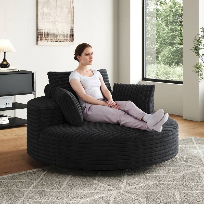 Comfortable Corduroy Foam Swivel Chair for Various Rooms, Enhancing Relaxation