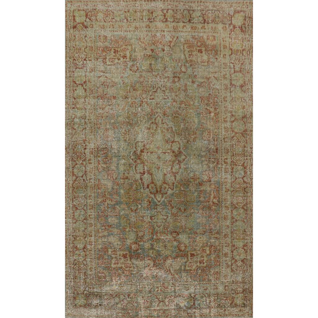 Hand Knotted Oriental 100% Wool Carpet Traditional Floral Navy Blue & Blues Mahal Area Rug - 6' 4'' X 4' 2''