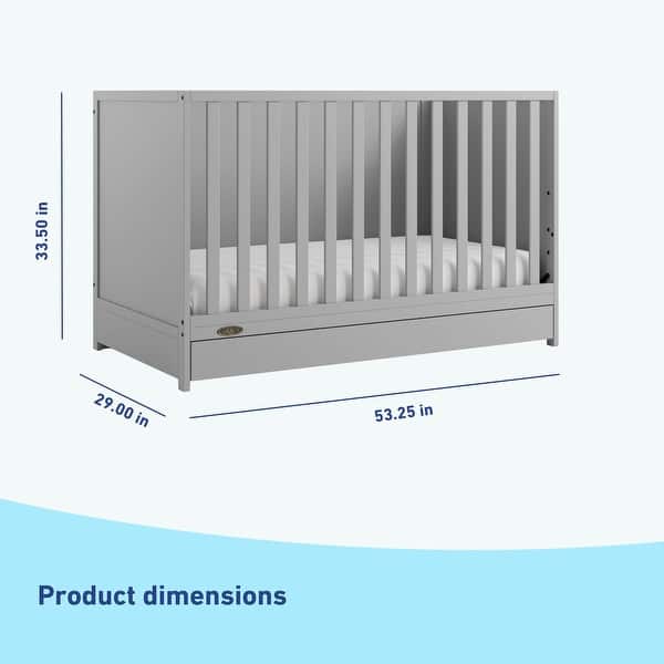 dimension image slide 4 of 5, Graco Theo 3-in-1 Convertible Crib with Drawer