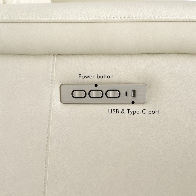 7PCS, 2 Power Recliners, Leather Reclining Sectional with Power Headrest