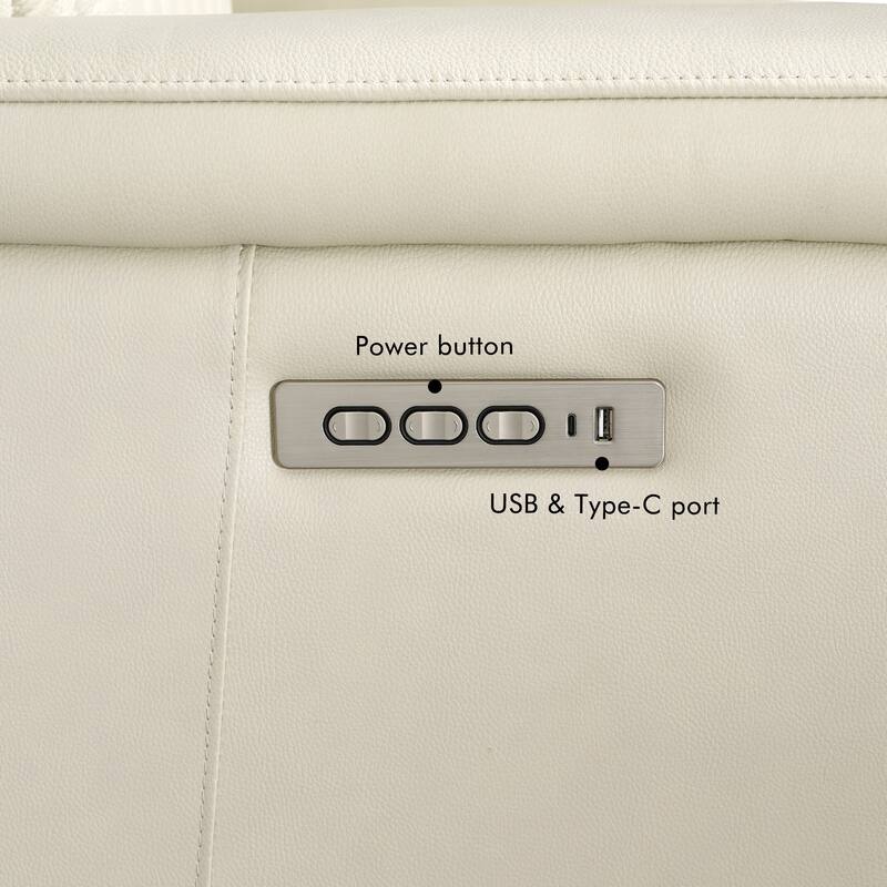 Genuine Leather Reclining Loveseat with Triple Power Adjustable Headrest, Lumbar Support, Zero Gravity, USB & USB-C Ports