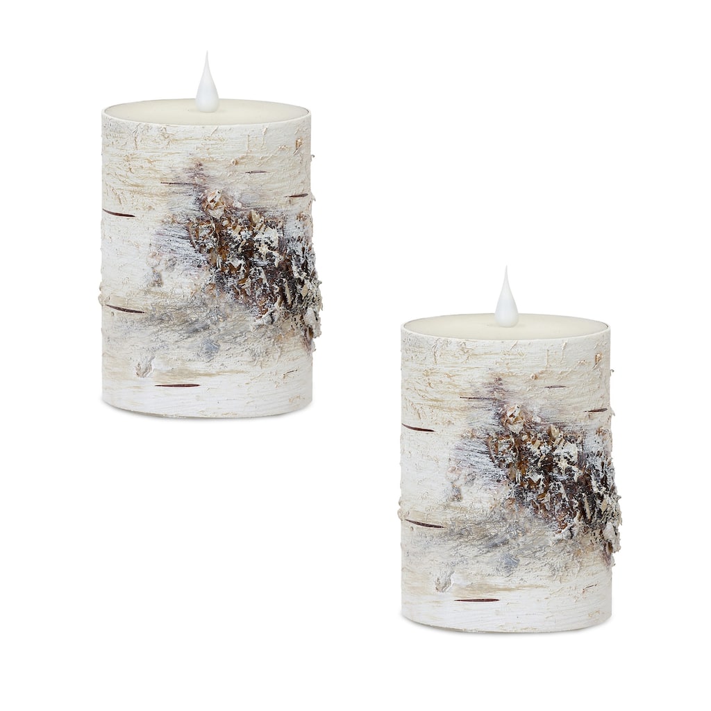 LED Birch Candle (Set of 2) w/ Remote - 3.5 x 3.5 x 6