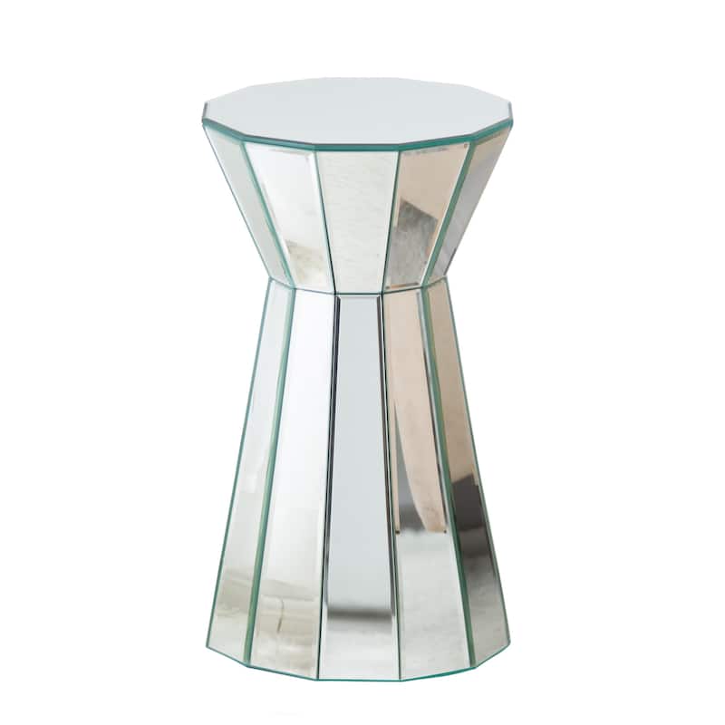 HomeRoots 22" Silver Glass Round Mirrored End Table