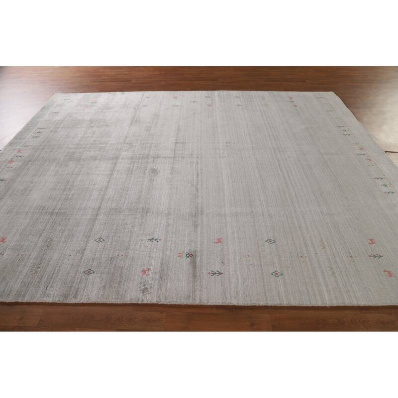 Gabbeh Indian Area Rug Handmade Tribal Beige Wool Carpet - 7'10"x 9'9"