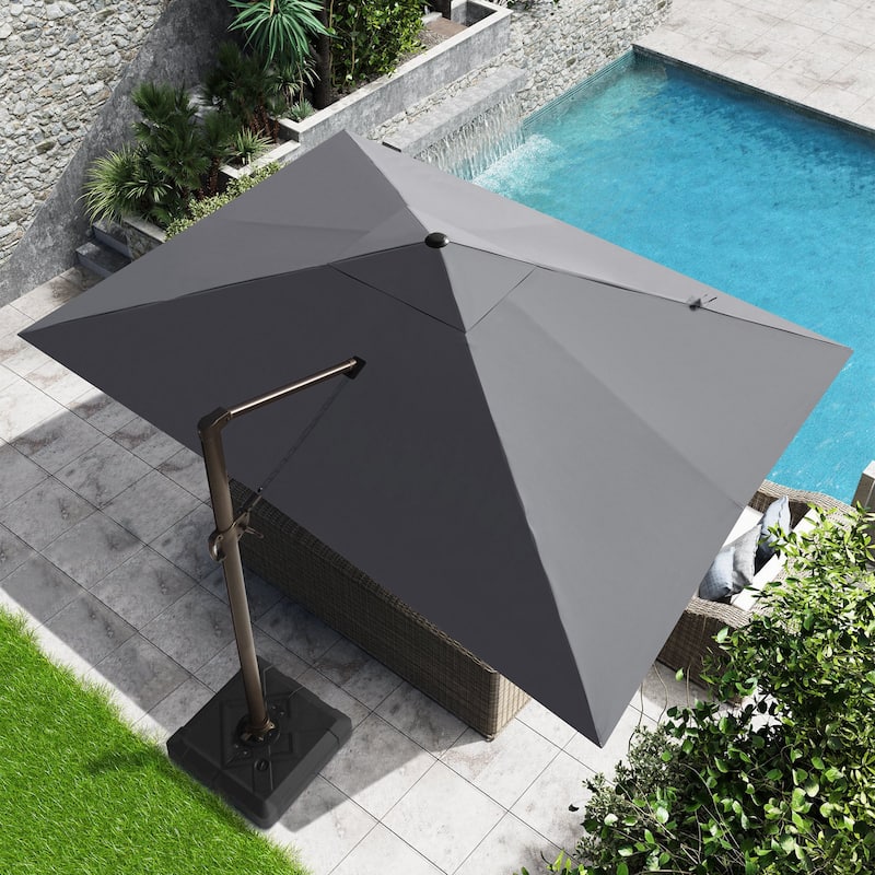 10 x 13 FT Outdoor Shade Canopy Patio Cantilever Offset Umbrella with Base
