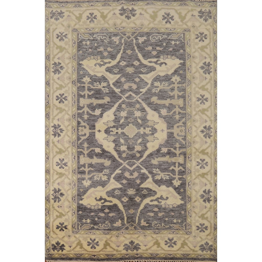 Gray Oushak Oriental Accent Rug Hand-Knotted Wool Carpet - 4'2"x 5'10"