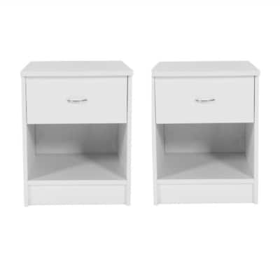 2PCS Nightstand with Drawer White