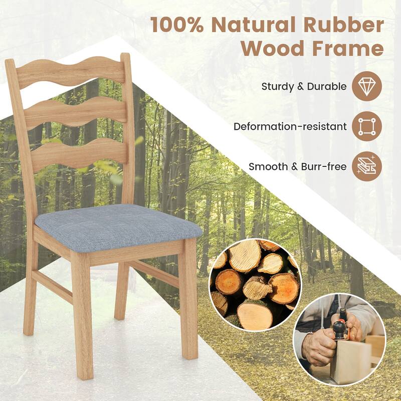 Gymax Dining Chair Set of 4 w/ Padded Seat Hollowed Wave Backrest