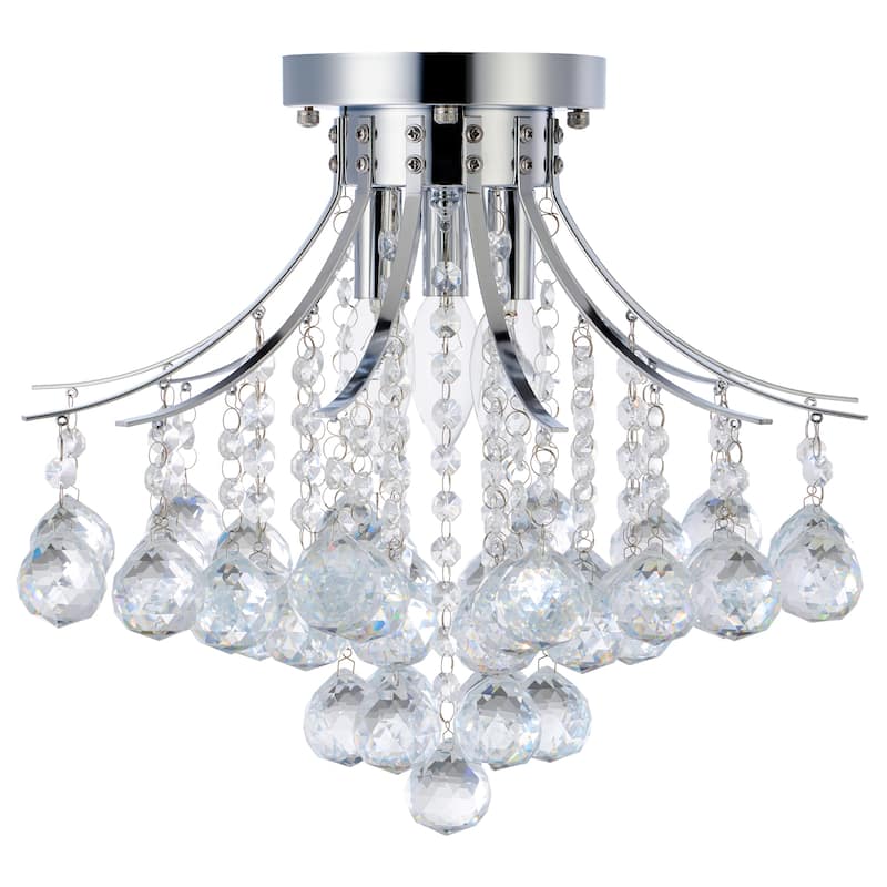 CO-Z 3-Light Crystal Raindrop Flush Mount Chandelier