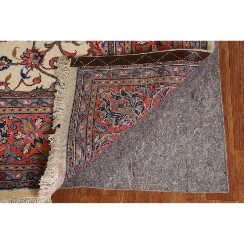 Hand Knotted Oriental 100% Wool Carpet Traditional All-Over Beige & Ivories Sarouk Area Rug - 9' 10'' X 6' 7''