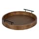 Kate and Laurel Lipton Round Decorative Tray with Metal Handles - 15.5" Diameter - Rustic Brown/Black