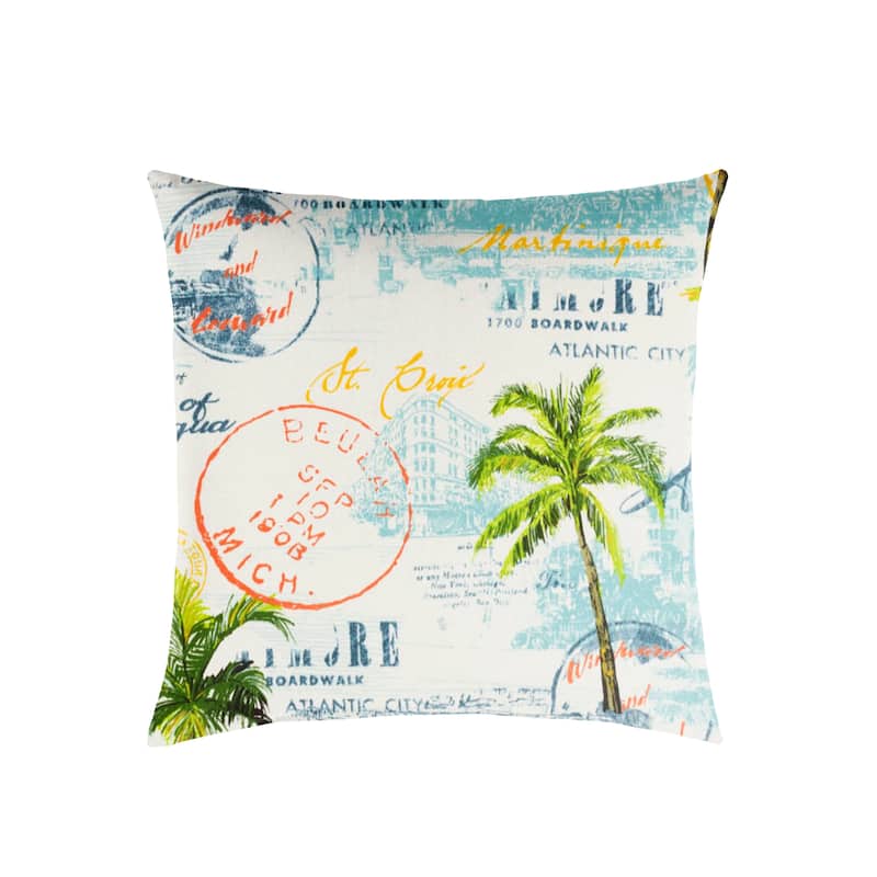 On Island Time Indoor/Outdoor Embroidered Pillow, Knife Edge