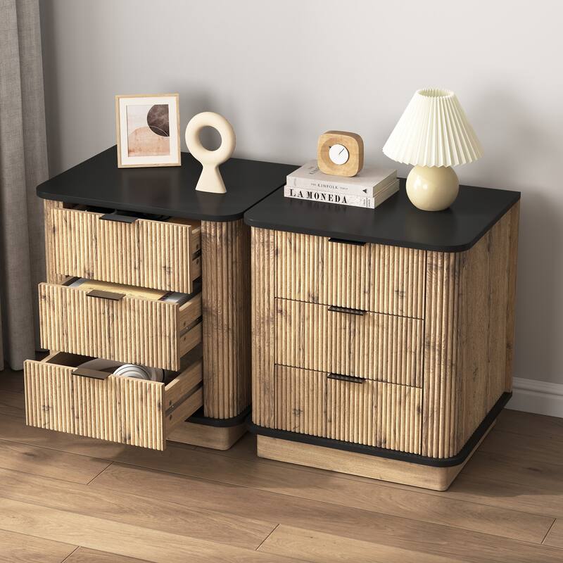 Multi-Functional Three-Drawer MDF Nightstand, 19*15.7*17.5 Inches