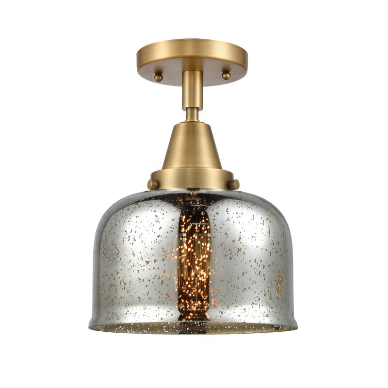 Innovations Lighting Caden Bell - 1 Light 8" Flush Mount - Silver Plated Mercury/Brushed Brass