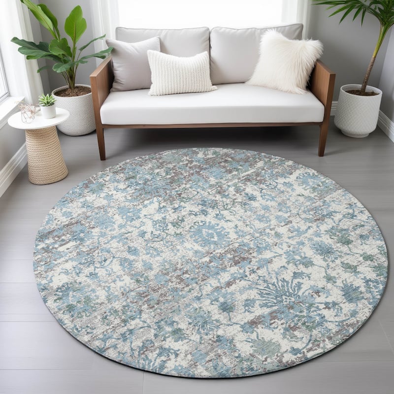 Machine Washable Indoor/Outdoor Vintage Traditional Chantille Rug