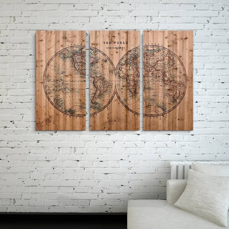 Empire Art - Cartography Fine Art Giclee Printed On Solid Fir Wood Planks