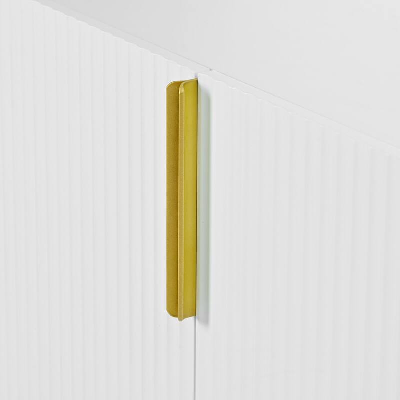 Modern 4-Door Sideboard with Adjustable Shelves and Gold Metal Handles for Dining Room, Living Room, Bedroom