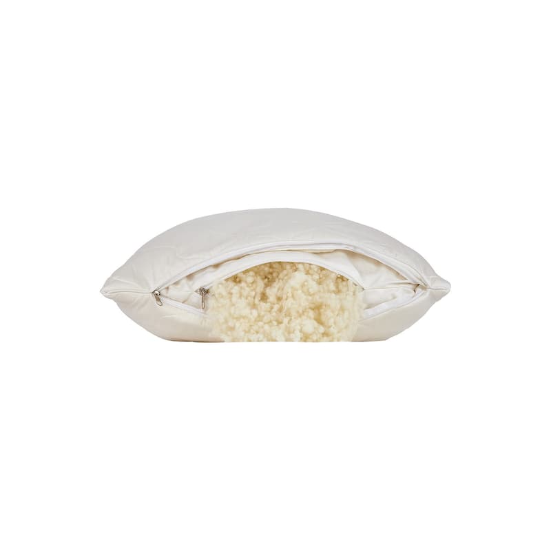 HomeRoots Cotton Wool Hypoallergenic King Size Bed Pillow - Ivory