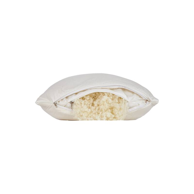 HomeRoots Cotton Wool Hypoallergenic Standard Size Bed Pillow - Ivory