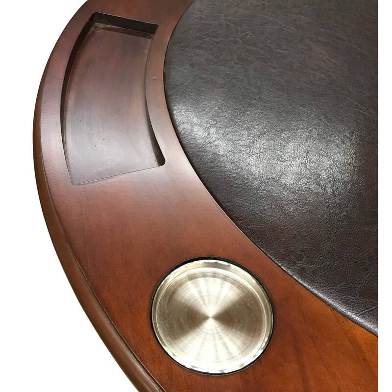 Round Dining Table 48" Game Table Reversible Top Seats 6 Brown Cherry Wood Table - 48
