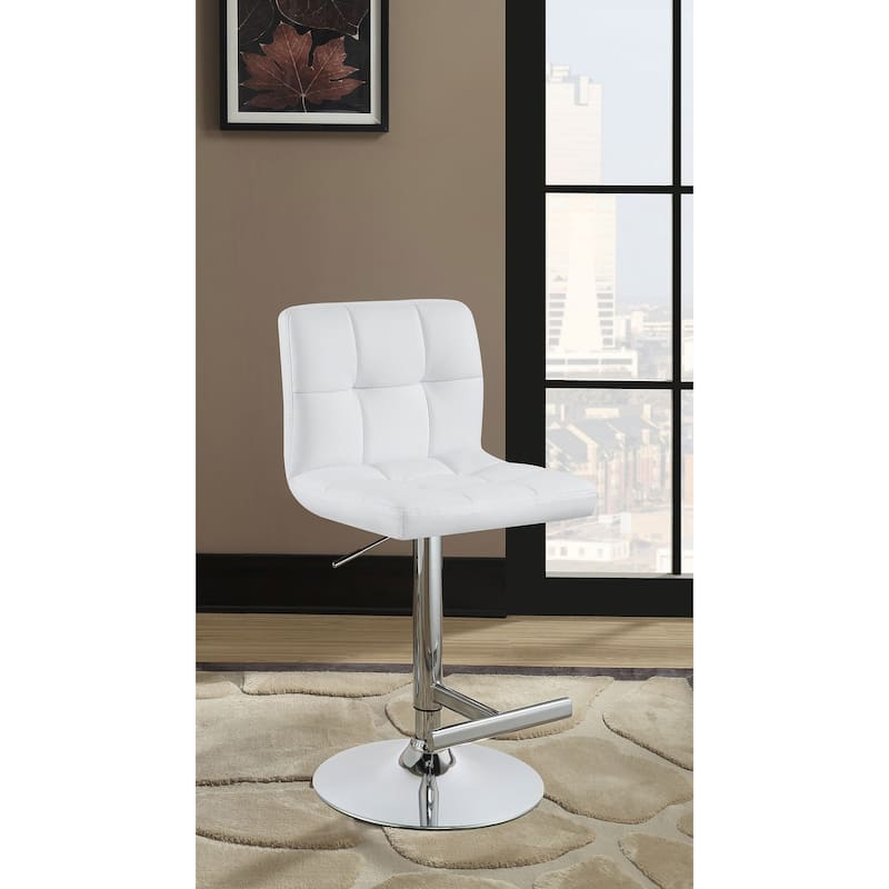 Lenny Upholstered Adjustable Bar Stool Black (Set of 2)
