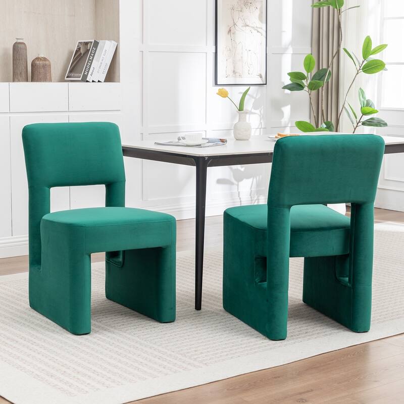 SEYNAR Modern Velvet Upholstered Armless Dining Chair Set of 2