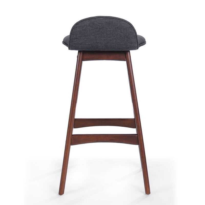 Ostweer Furniture Set of 2 28.5" Mid-Century Modern Upholstered Low Back Barstools - Charcoal