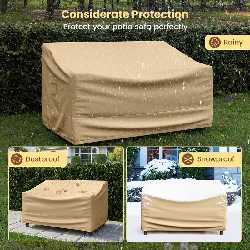 Gymax Patio Loveseat Cover 2-Seater Waterproof Deep Sofa Cover w/