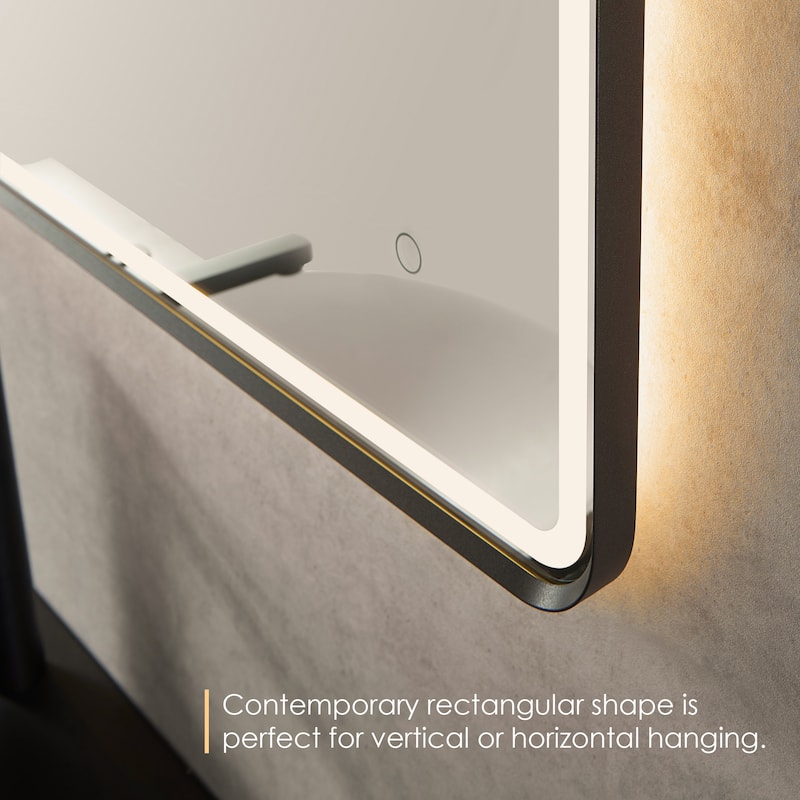 Altair Viaggi Rectangle Framed LED Lighted Wall Mirror