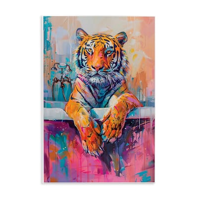 Stupell Bathing Tiger in Bright Tub Wall Plaque Art Design By LSR Design Studio