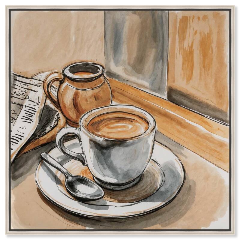 Sunday Coffee Canvas by Art Remedy - Silver - 40" x 40"