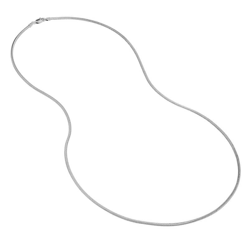 Curata 925 Sterling Silver Rhodium Plated 1.9mm Snake Chain Necklace