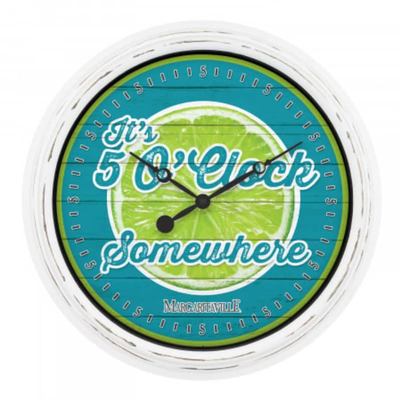 15.75" Blue and Green Contemporary Round Margaritaville Wall Clock