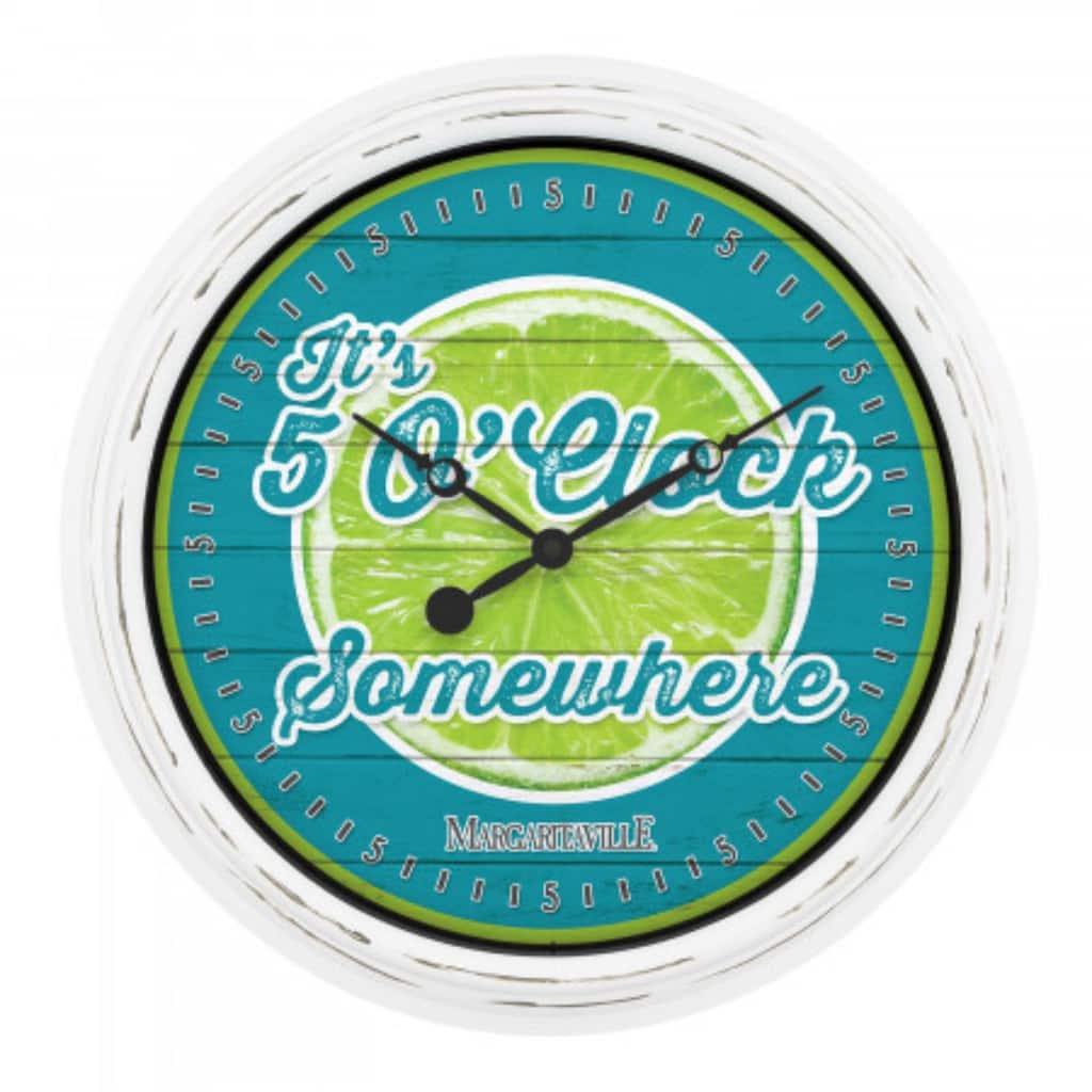 15.75" Blue and Green Contemporary Round Margaritaville Wall Clock