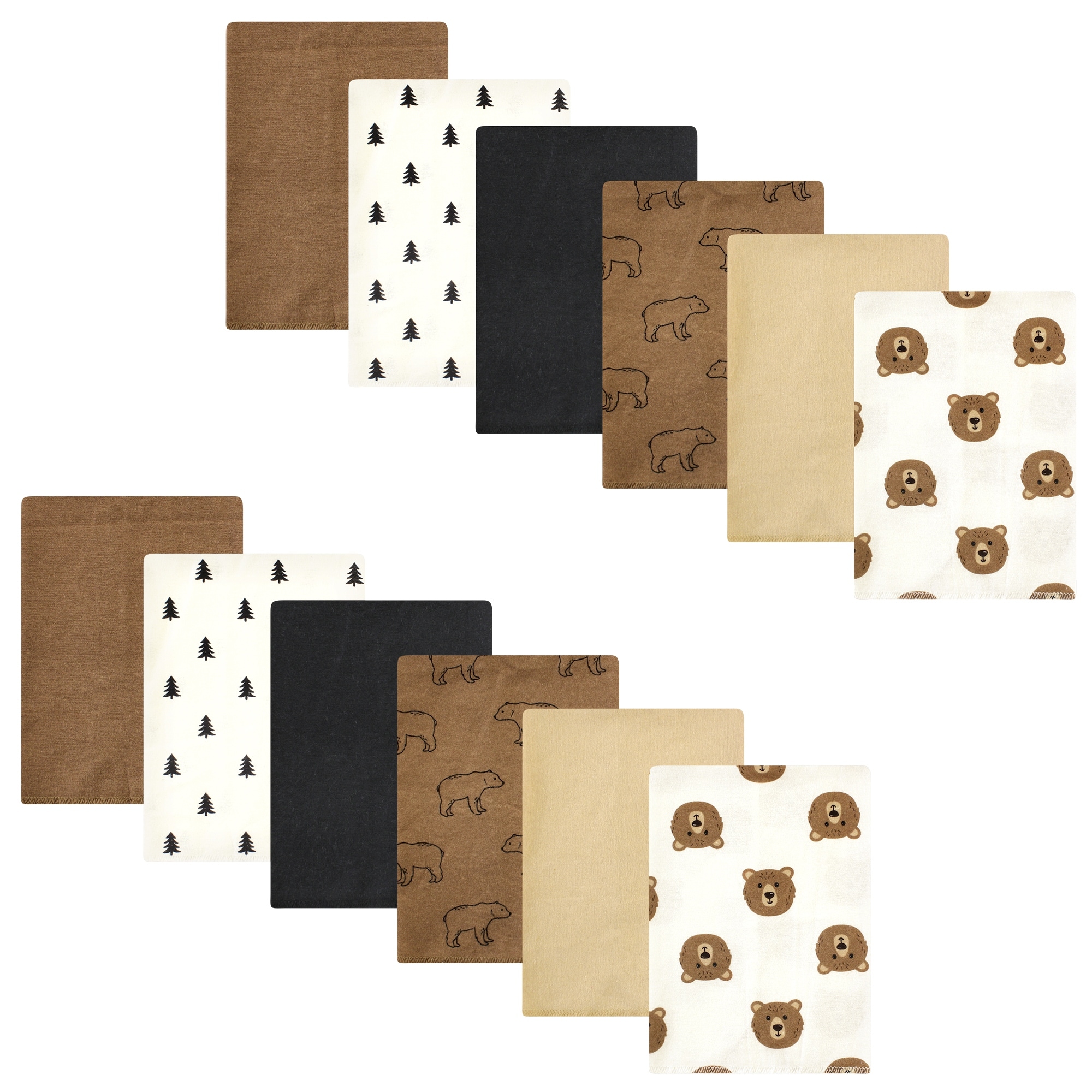 Hudson Baby Cotton Flannel Burp Cloths Bundle, Brown Bear, One Size - Brown Bear - One Size