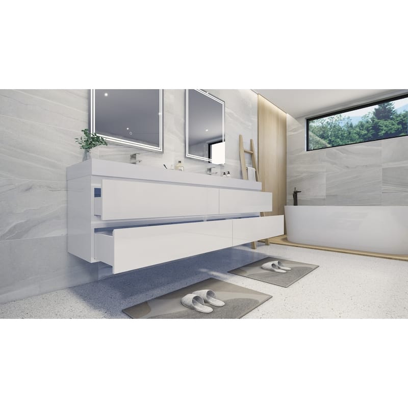Baillie 84'' Wall-Mounted Vanity with Double Reinforced Acrylic Sink